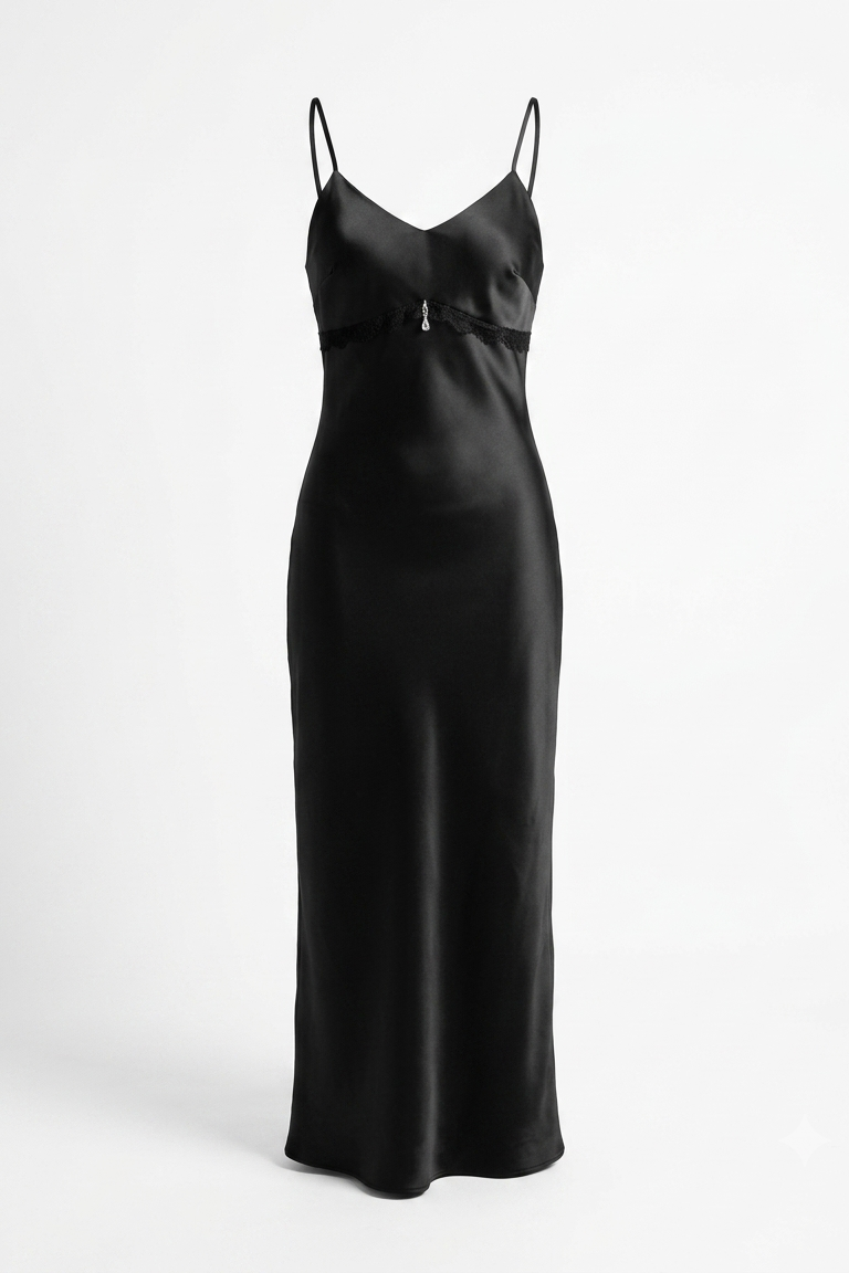 The Midnight Satin Slip Gown