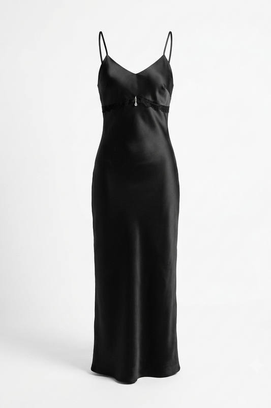 The Midnight Satin Slip Gown