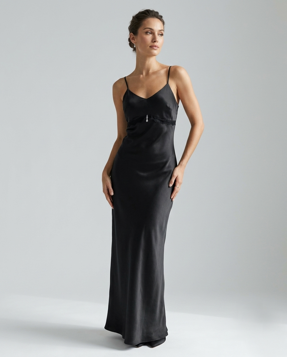 The Midnight Satin Slip Gown