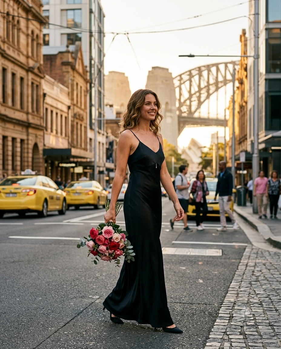 The Midnight Satin Slip Gown